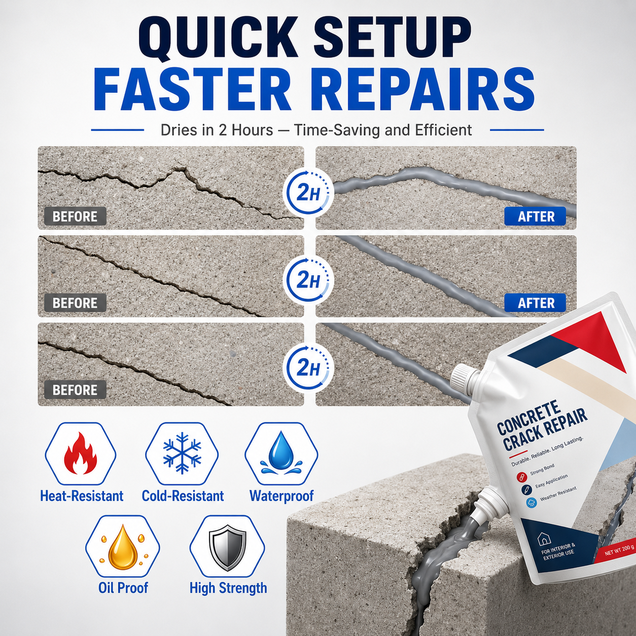 💥 Cracked Concrete? Fix It Fast — 200G/Bag | Save 50% Today!