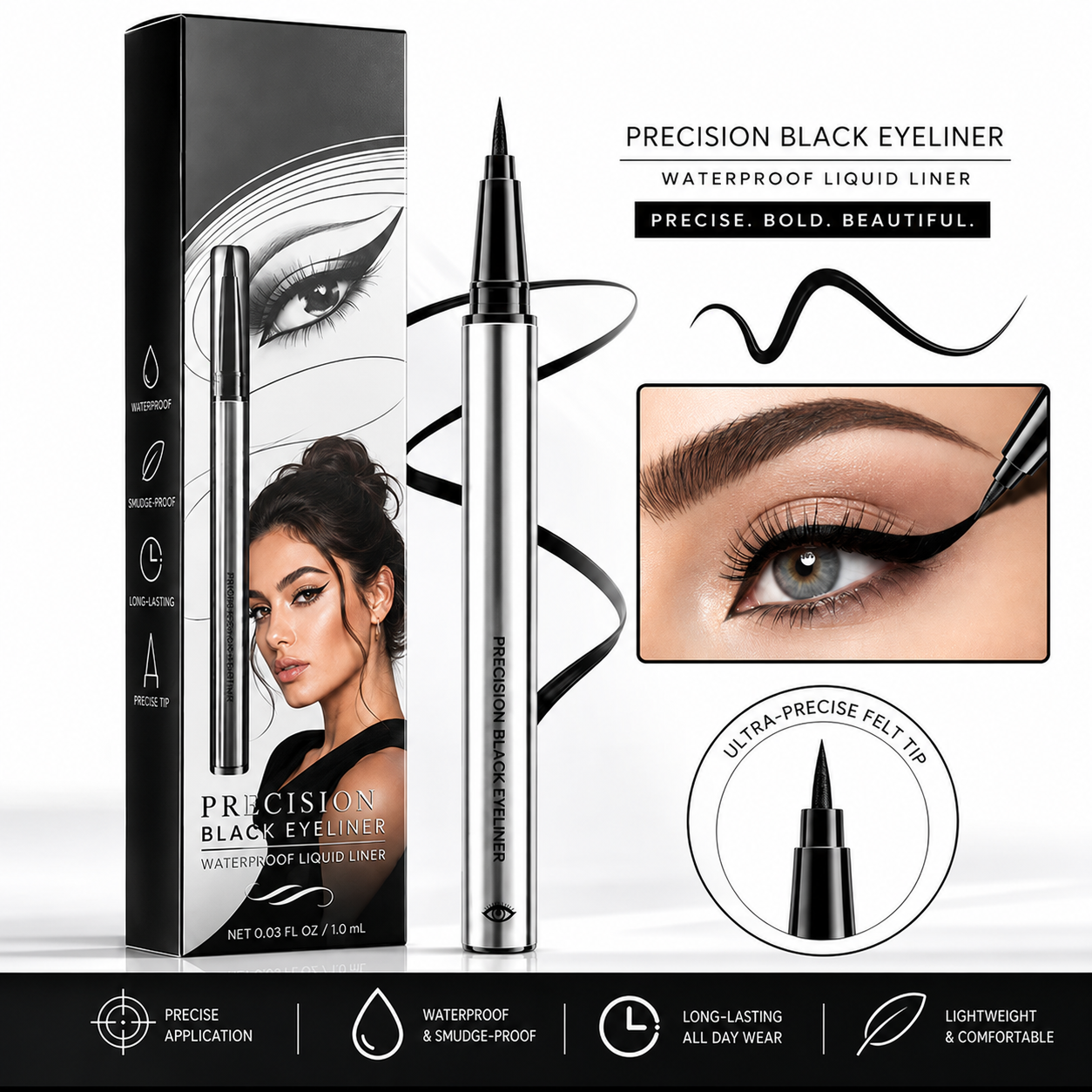 Long-lasting eyelinerlightweight, waterproof,vegan,cruelty-free