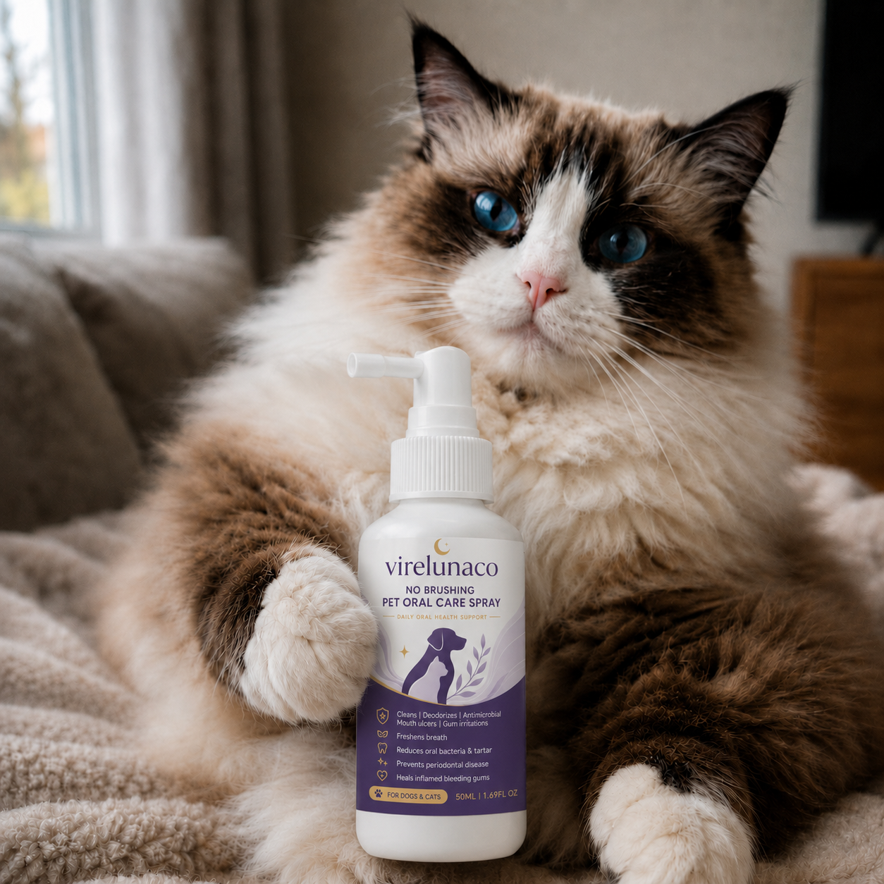 🔥Virelunaco Teeth Cleaning Spray with Oral Probiotics for Dogs & Cats