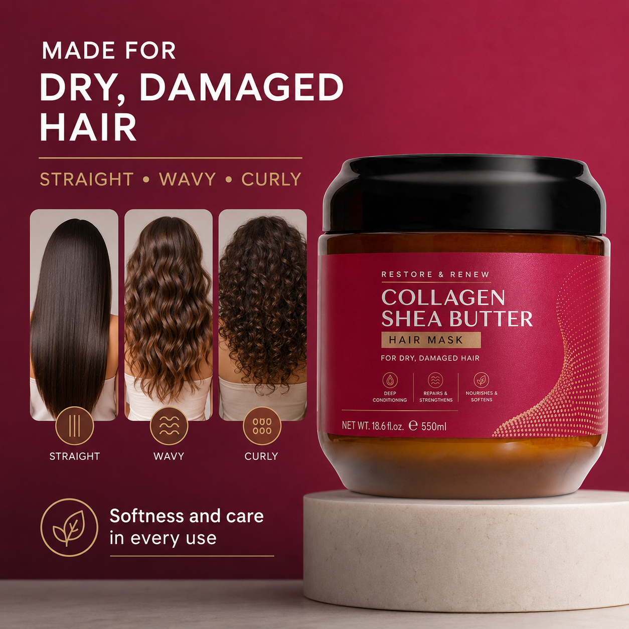 Collagen Shea Butter Hair Mask Deep Repair Conditioning