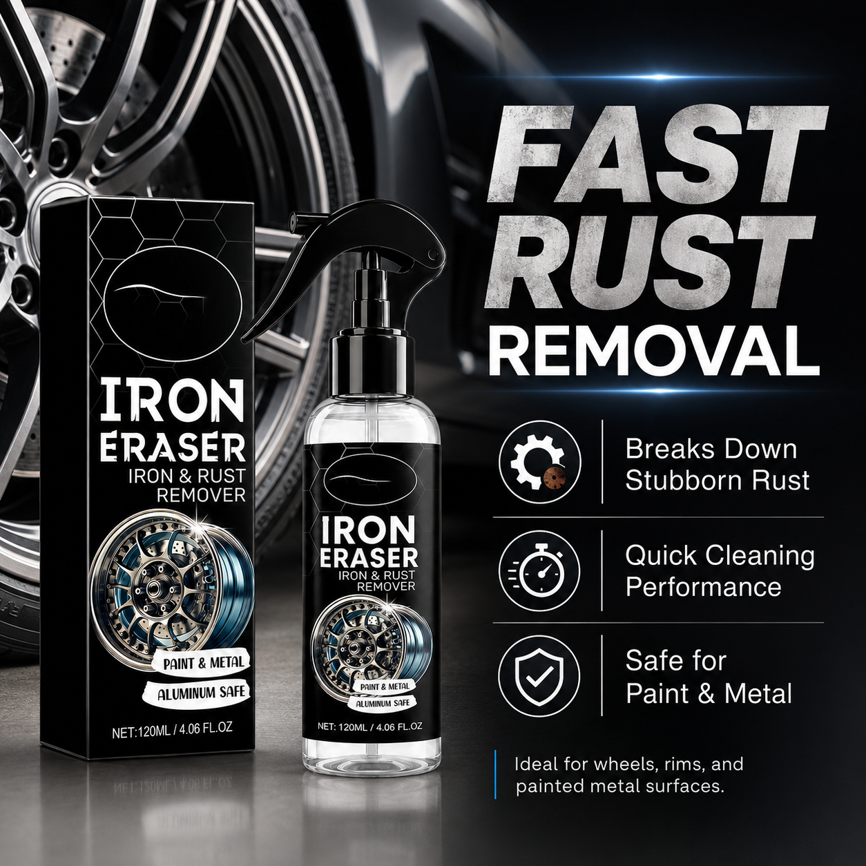 Fast-acting rust removal spray