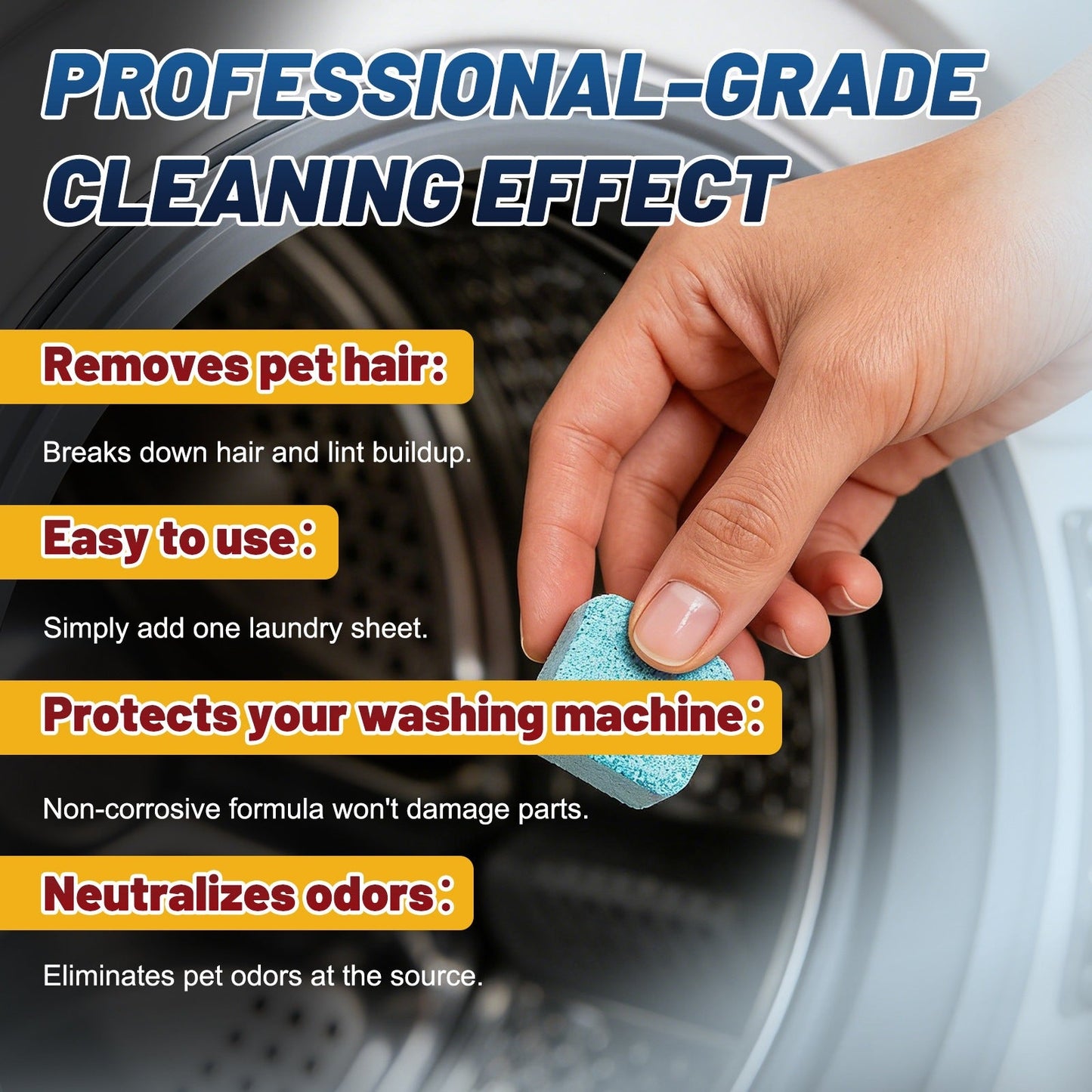 🔥Eco-Friendly Washing Machine Cleaner Tablets (12 Count) | Pet Safe Odor Neutralizer & Deep Clean Descaler for Fresh, Grime-Free Washers